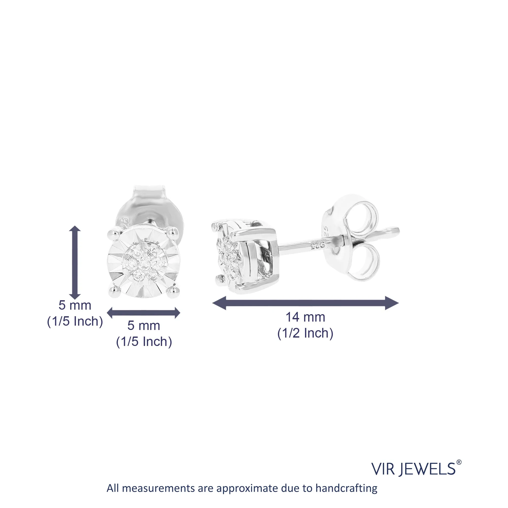 1/20 cttw Composite Diamond Stud Earrings in .925 Sterling Silver