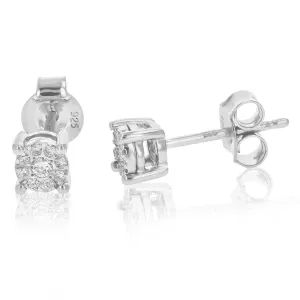 1/8 cttw Classic Composite Diamond Stud Earrings in Silver