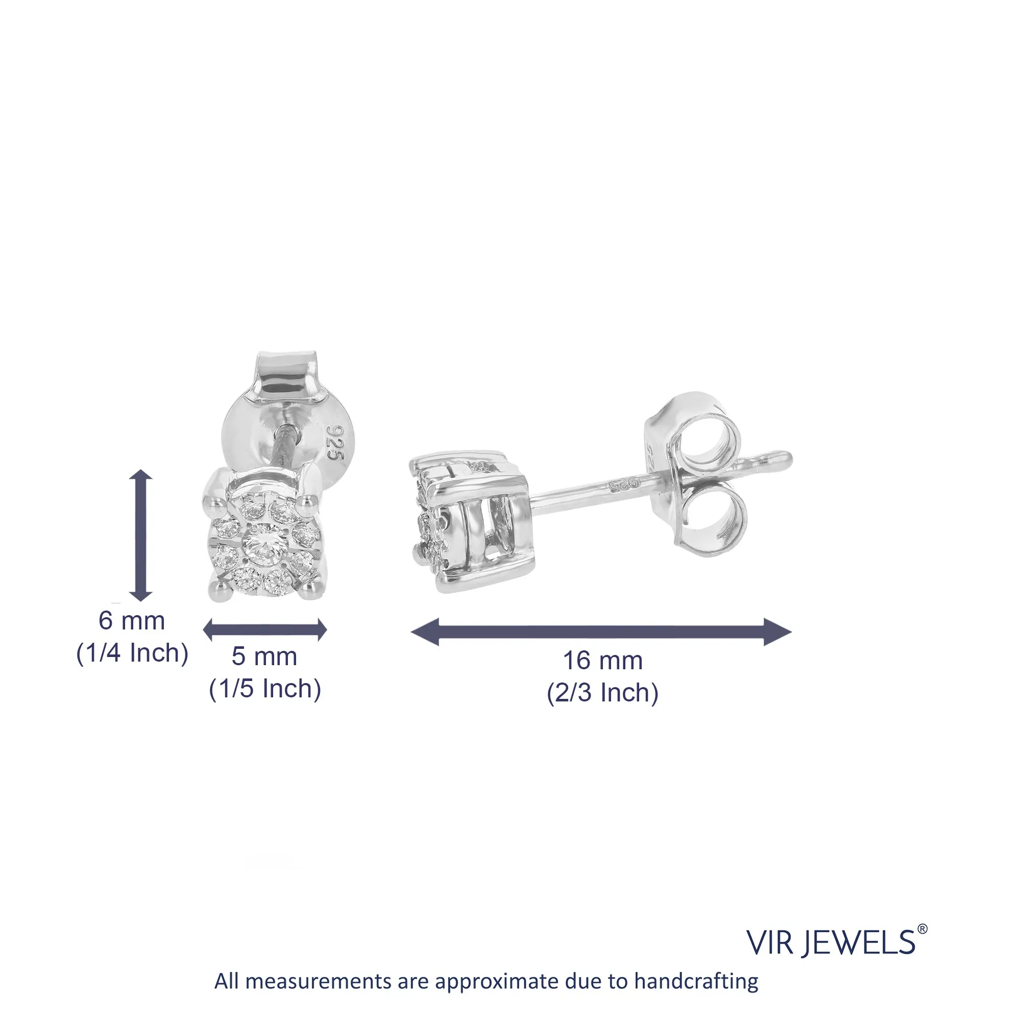 1/8 cttw Classic Composite Diamond Stud Earrings in Silver