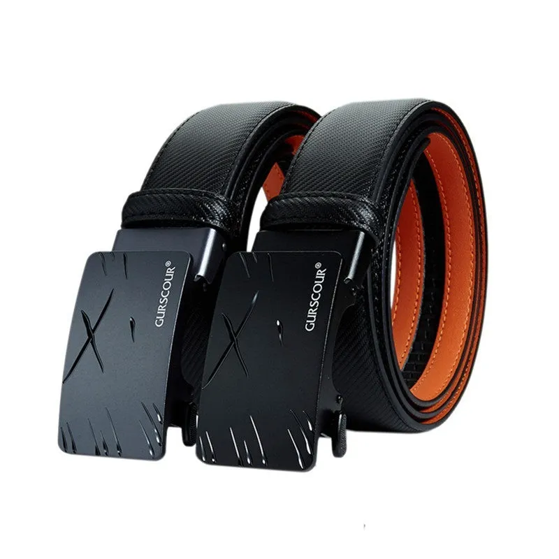 2024 New Men's Aluminum Alloy LightWeight Automatic Buckle Genuine Leather Belt