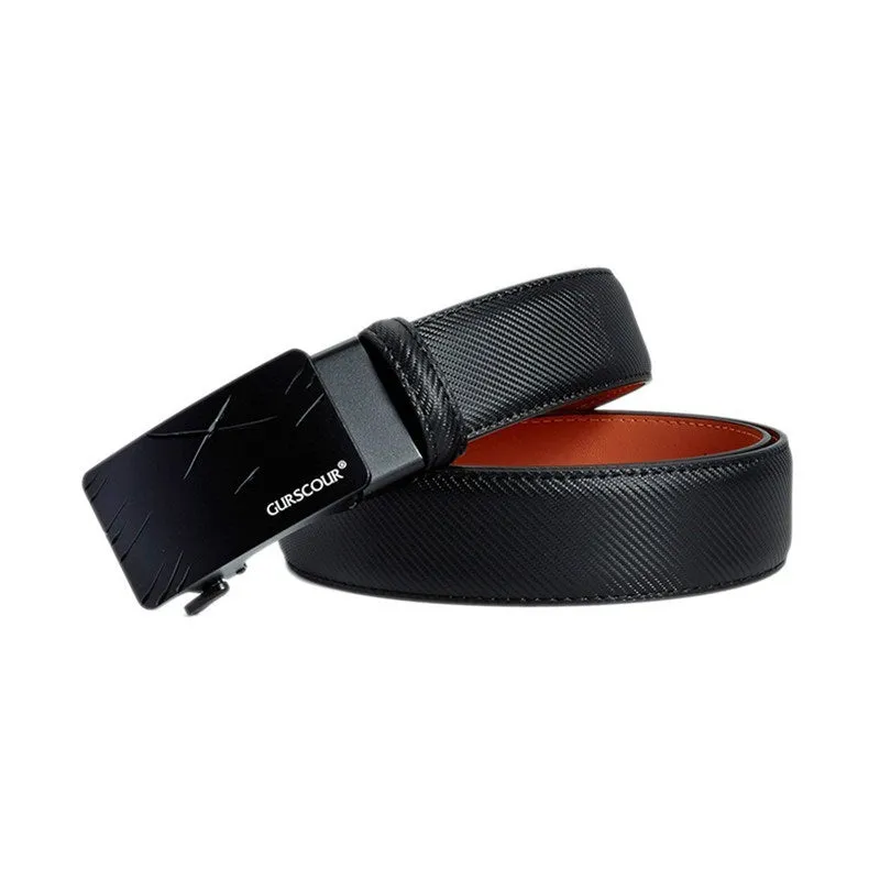 2024 New Men's Aluminum Alloy LightWeight Automatic Buckle Genuine Leather Belt