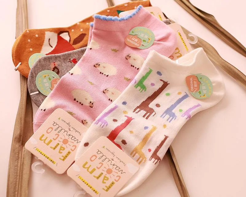 5 Pairs Creative Cute Cartoon Animal Ankle Socks