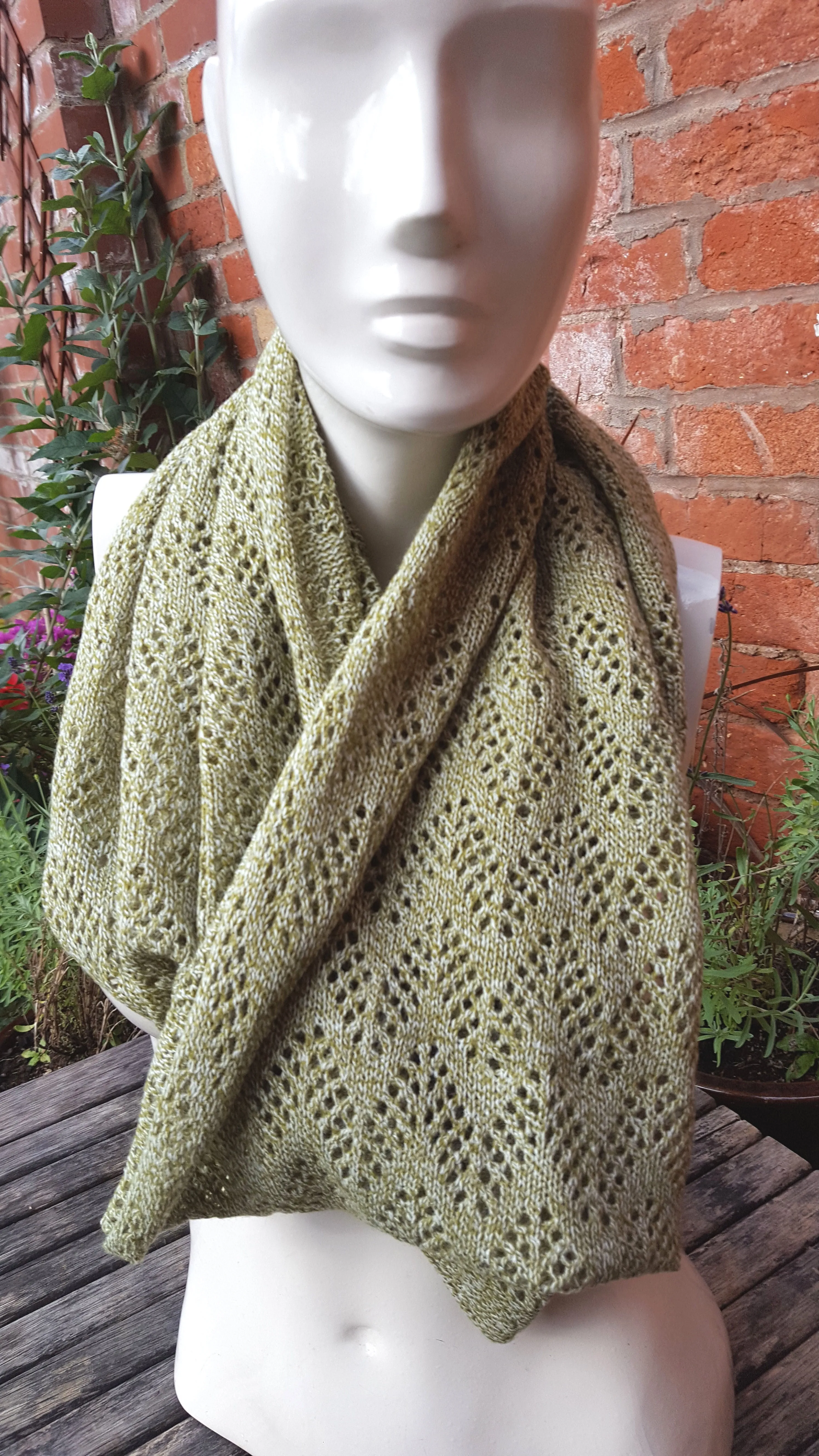 Acrylic mix yarn, Handmade cowl, infinity scarf, in light olive marl