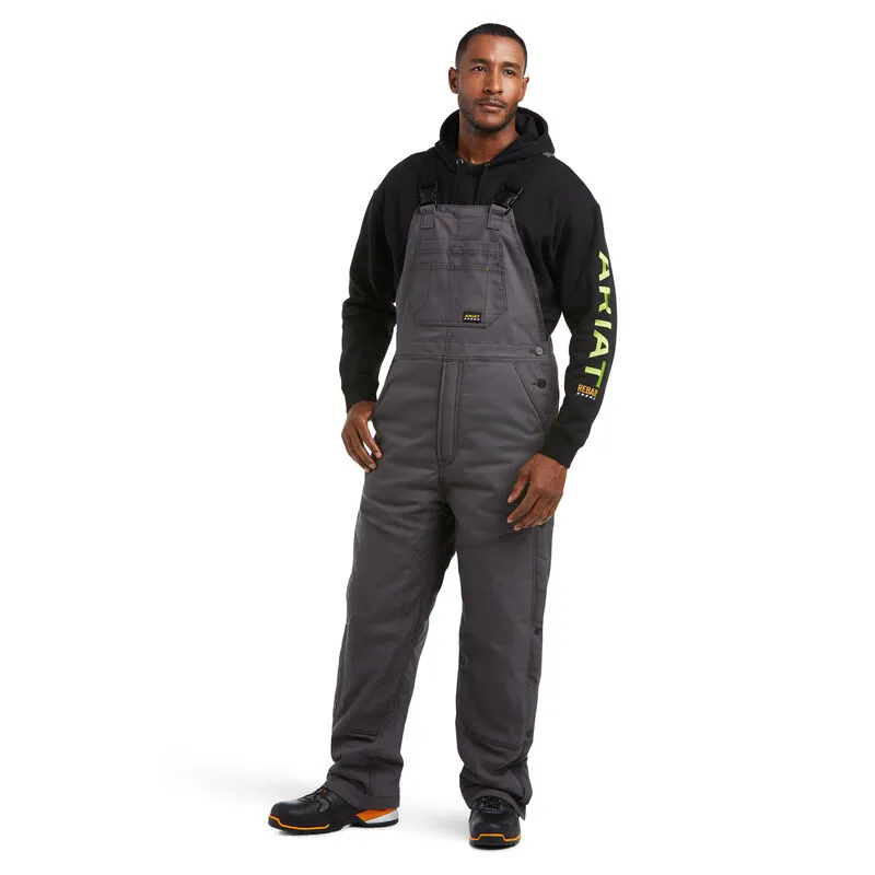 Ariat Men's Rebar DuraCanvas Stretch Insulated Bib in Grey