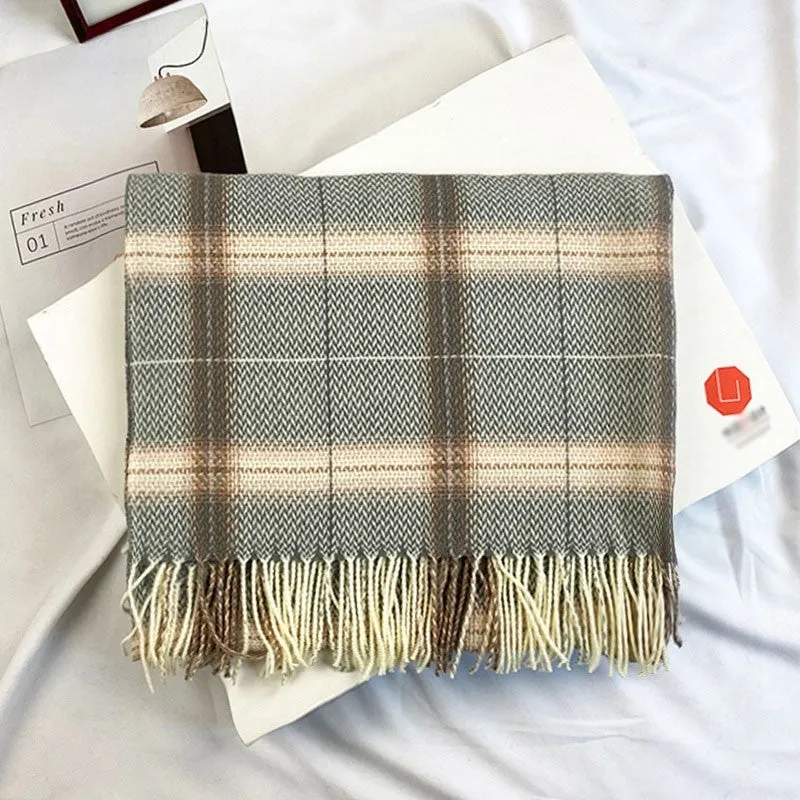 Autumn And Winter Imitated Cashmere Plaid Shawl Scarf