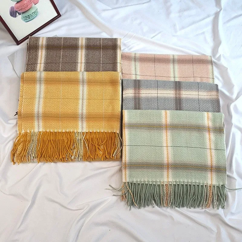 Autumn And Winter Imitated Cashmere Plaid Shawl Scarf