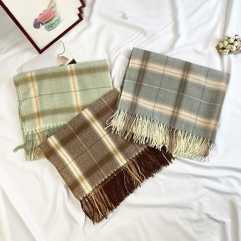 Autumn And Winter Imitated Cashmere Plaid Shawl Scarf