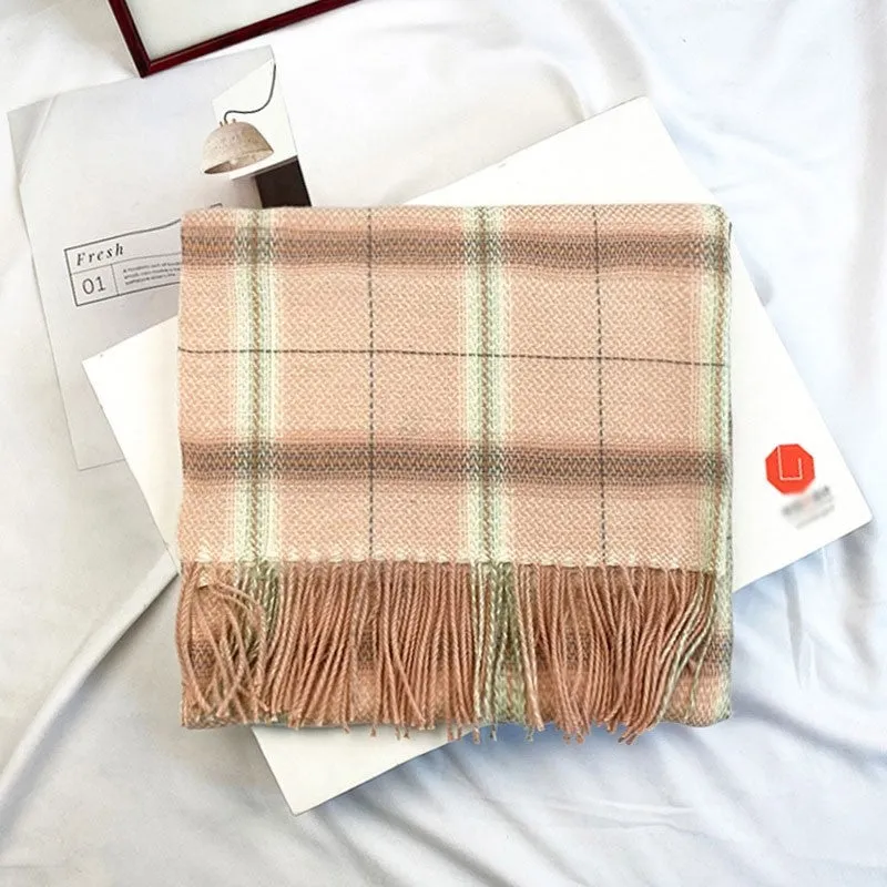 Autumn And Winter Imitated Cashmere Plaid Shawl Scarf