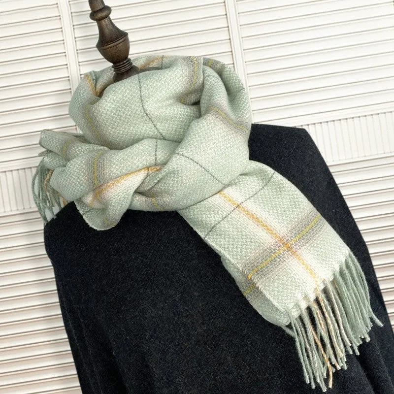 Autumn And Winter Imitated Cashmere Plaid Shawl Scarf