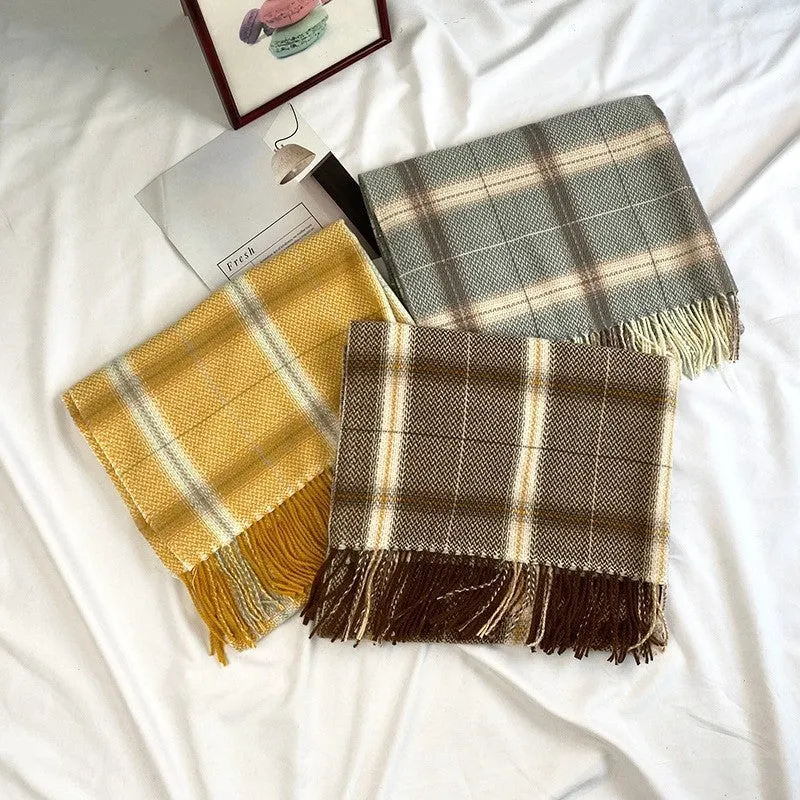 Autumn And Winter Imitated Cashmere Plaid Shawl Scarf