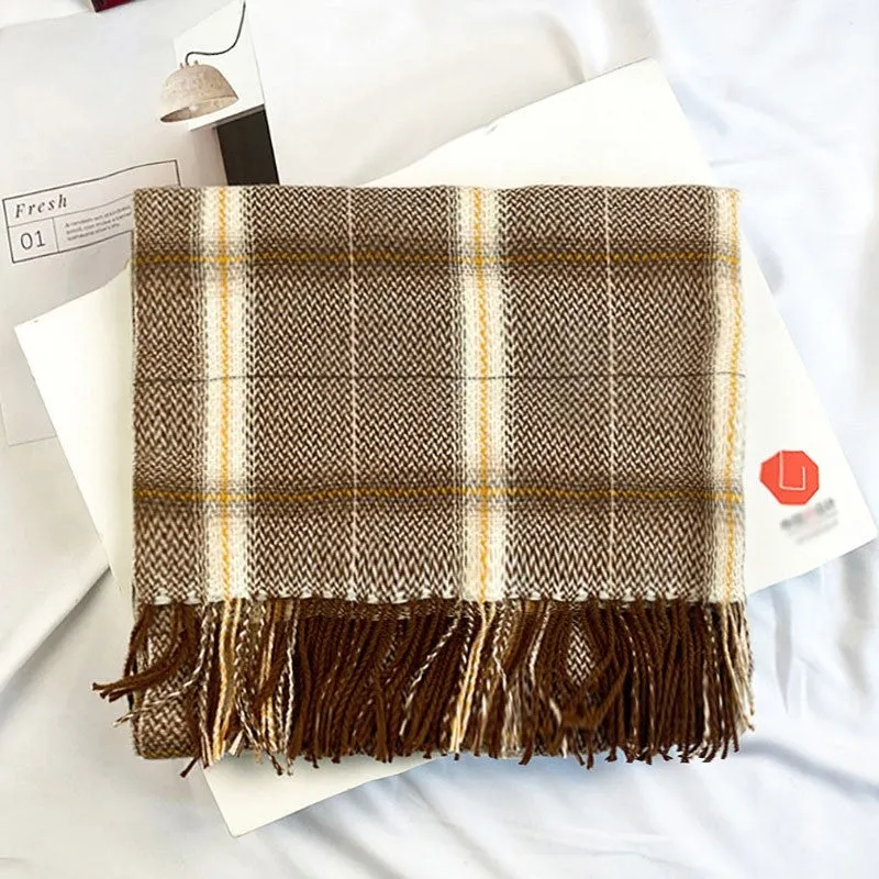 Autumn And Winter Imitated Cashmere Plaid Shawl Scarf