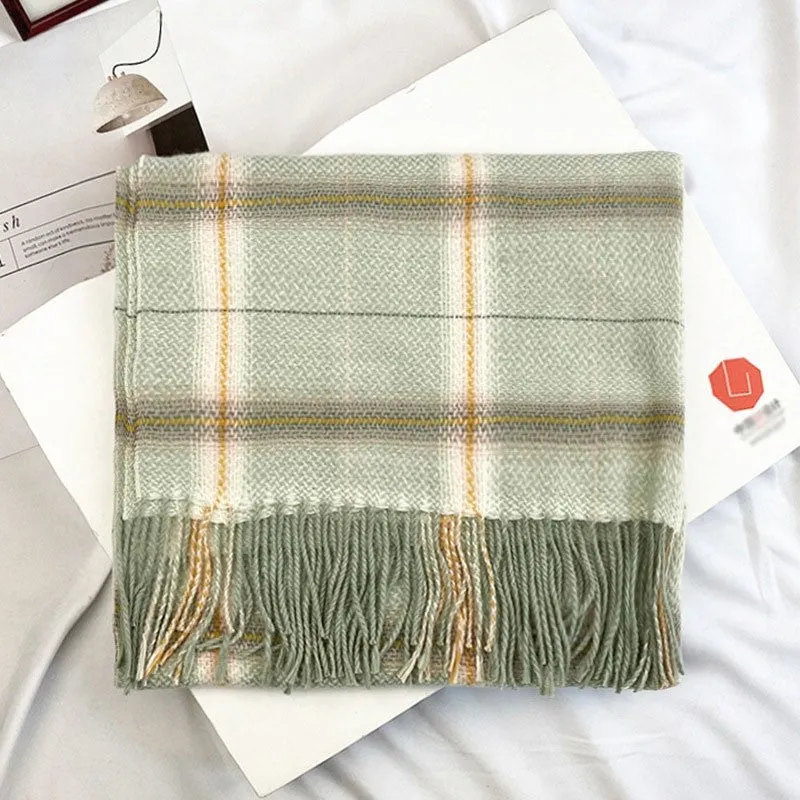 Autumn And Winter Imitated Cashmere Plaid Shawl Scarf