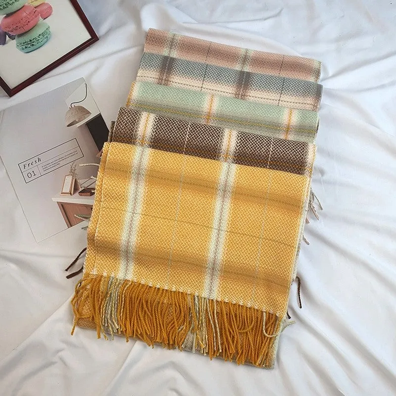 Autumn And Winter Imitated Cashmere Plaid Shawl Scarf