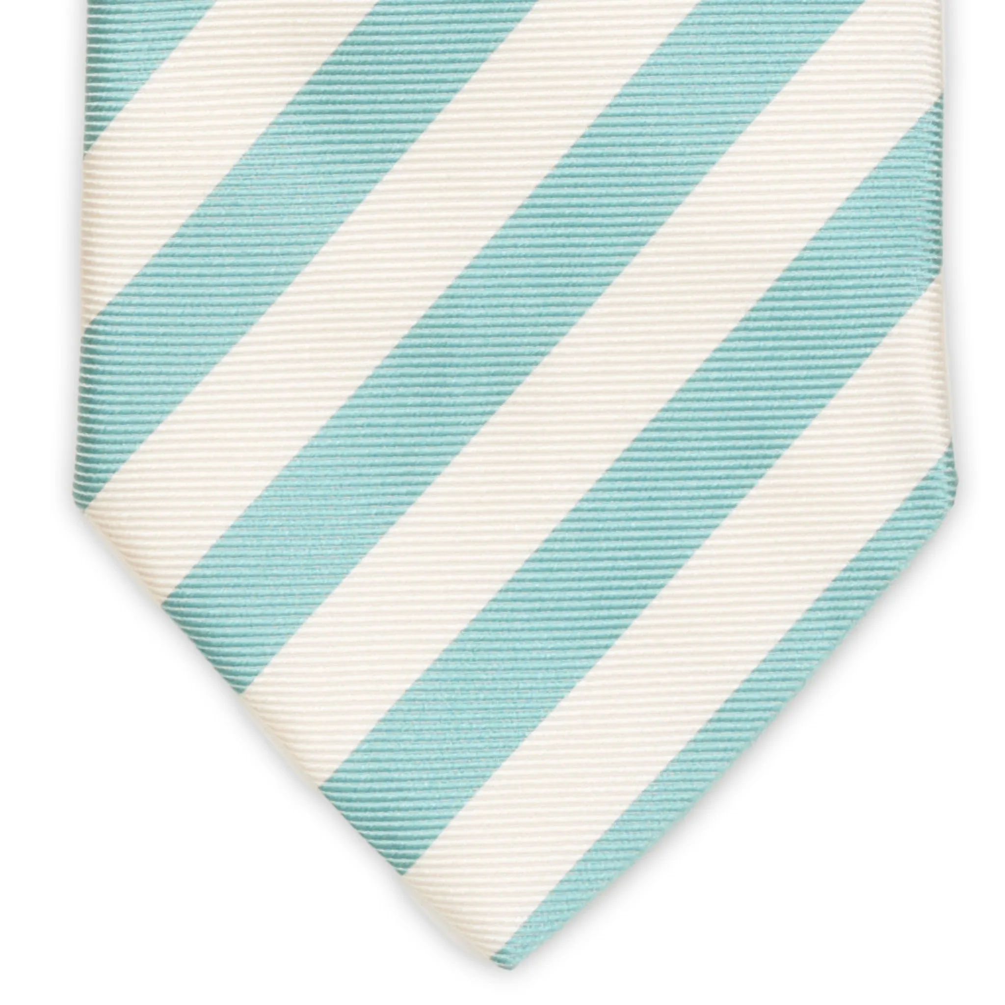 BATTISTONI Handmade Blue-Ivory Striped Design Silk Tie NEW