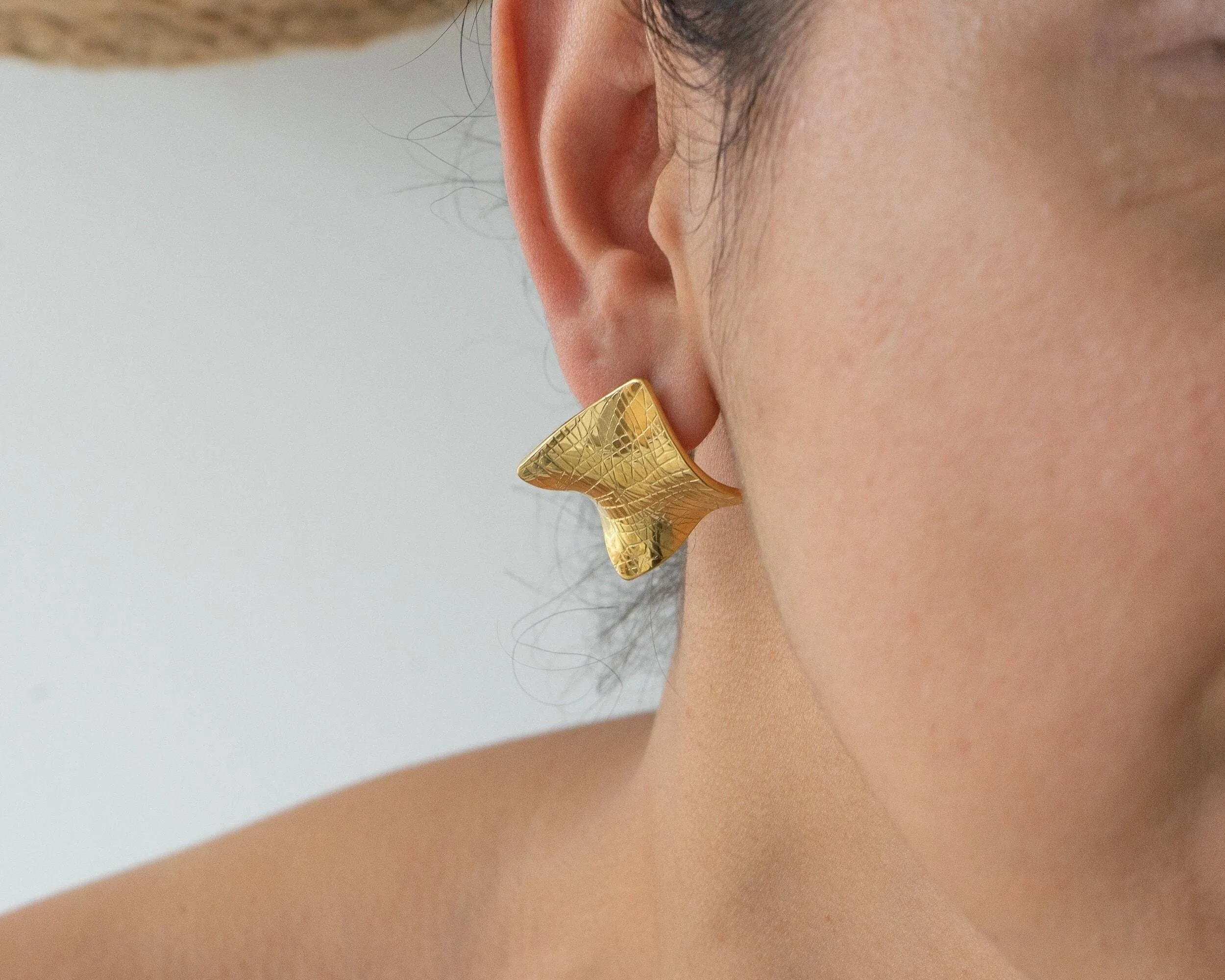 Big Gold Geometric Square Earrings