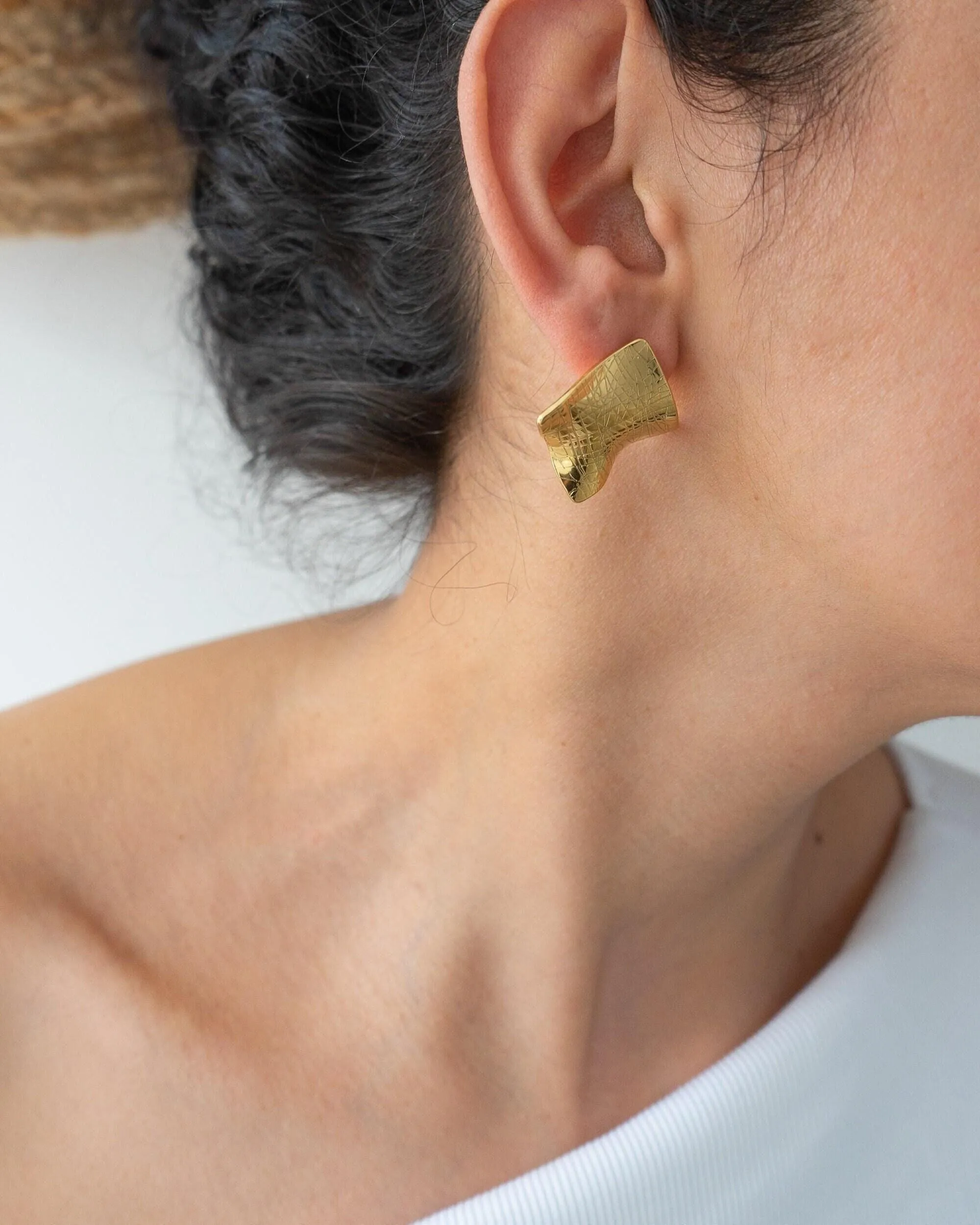 Big Gold Geometric Square Earrings