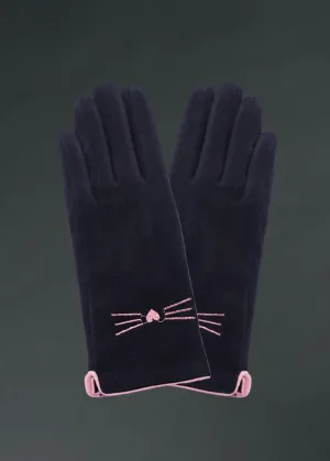 Black Cat Faux Suede Smart Touch Gloves!