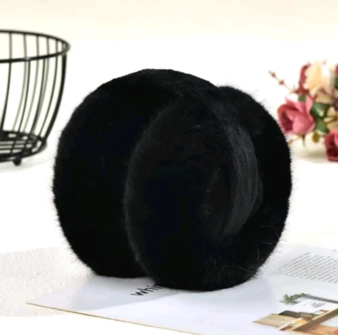 Black Foldable Fluffy Earmuffs