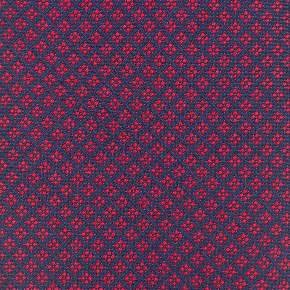 Blue and Red Classic Geometric Motif Woven Silk Tie