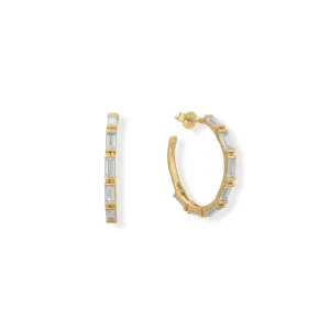 Bodacious Baguettes! White Baguette CZ 3/4 Hoop Earrings