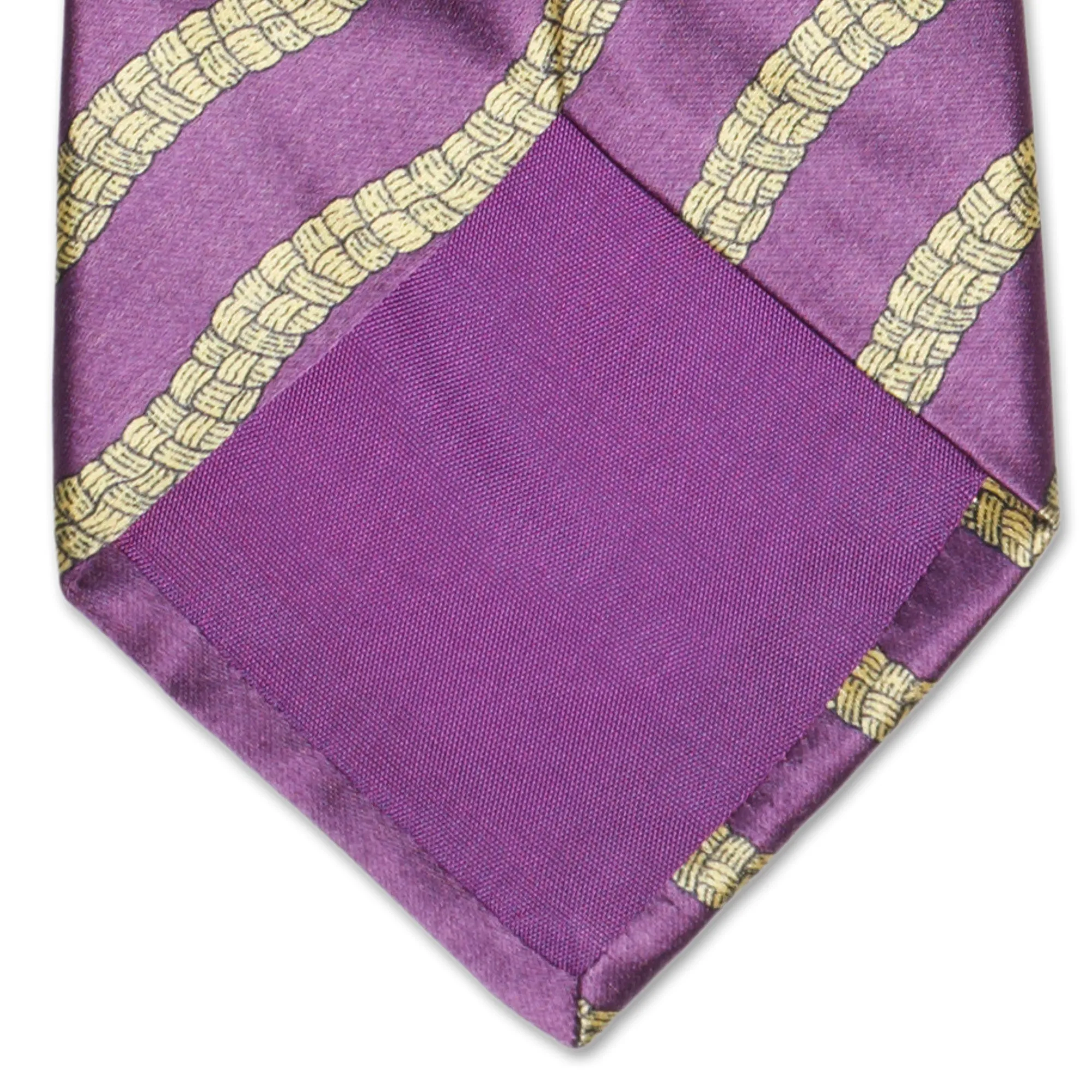 BOTTEGA VENETA Handmade Purple-Yellow Striped Silk Tie