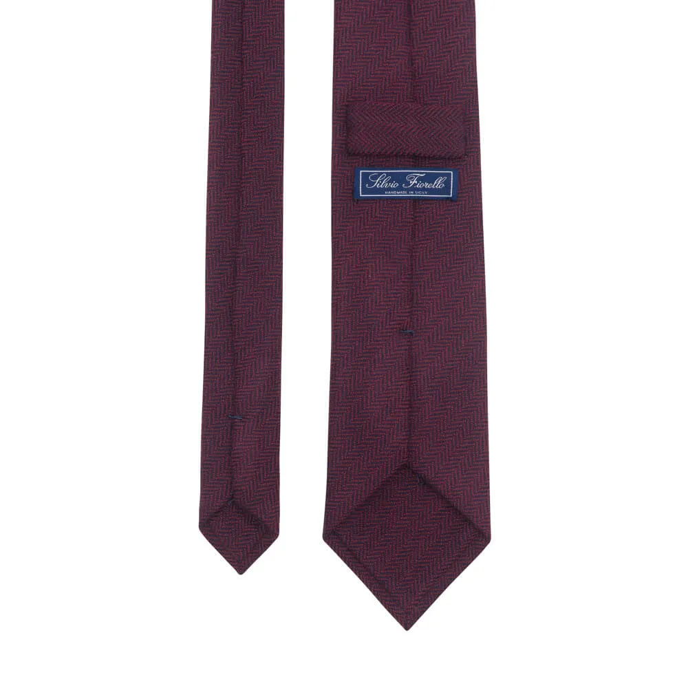 Burgundy Herringbone Virgin Wool Tie