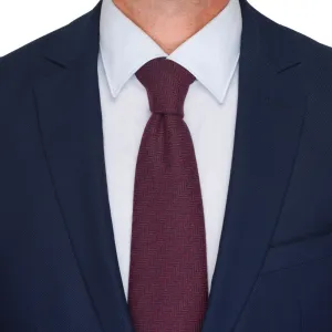 Burgundy Herringbone Virgin Wool Tie