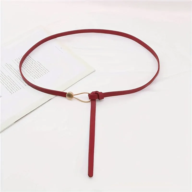 Chic Vintage PU Thin Belt for Women with Classic design