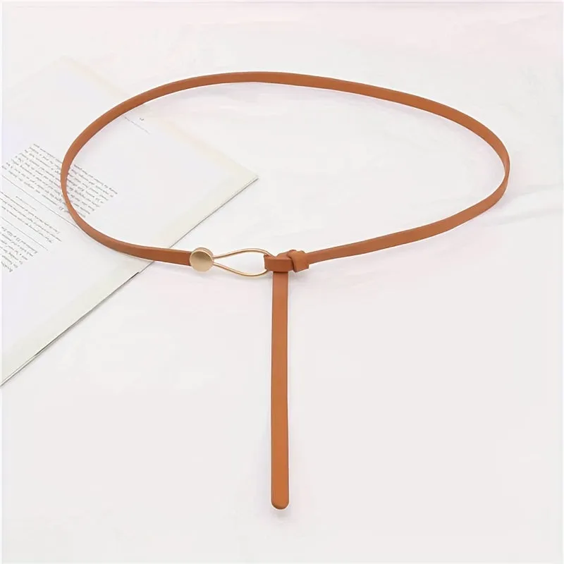 Chic Vintage PU Thin Belt for Women with Classic design