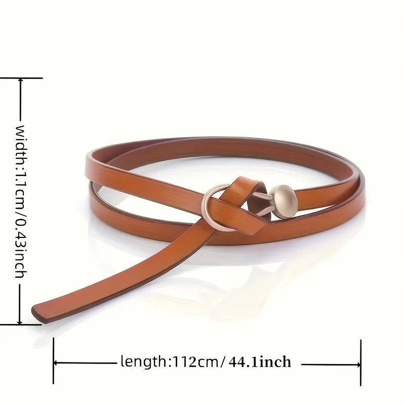 Chic Vintage PU Thin Belt for Women with Classic design