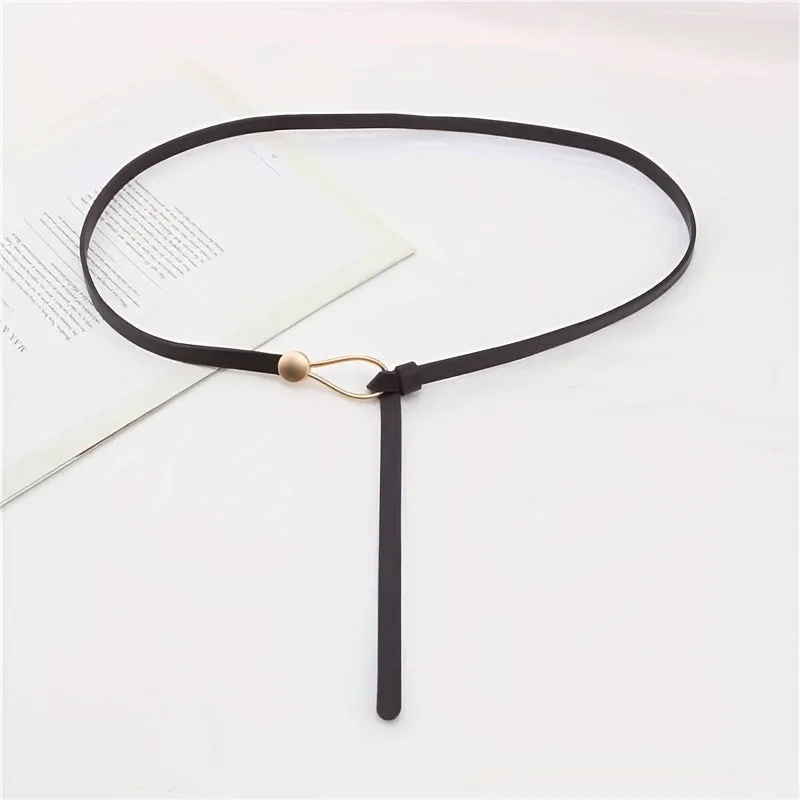 Chic Vintage PU Thin Belt for Women with Classic design