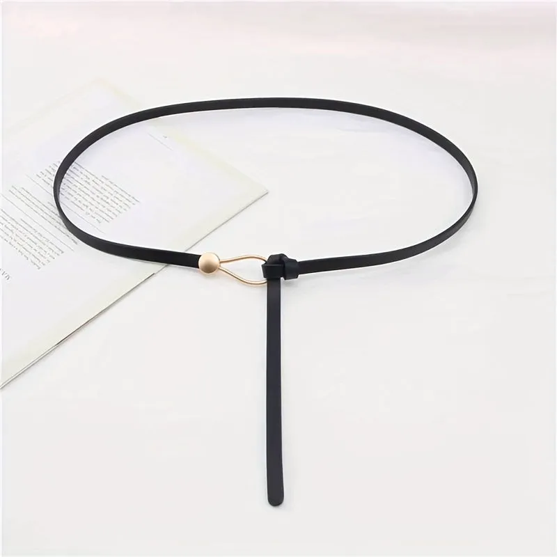 Chic Vintage PU Thin Belt for Women with Classic design