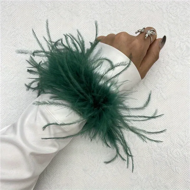 Colorful Faux Feather Wrist Cuffs for Halloween Cosplay Parties