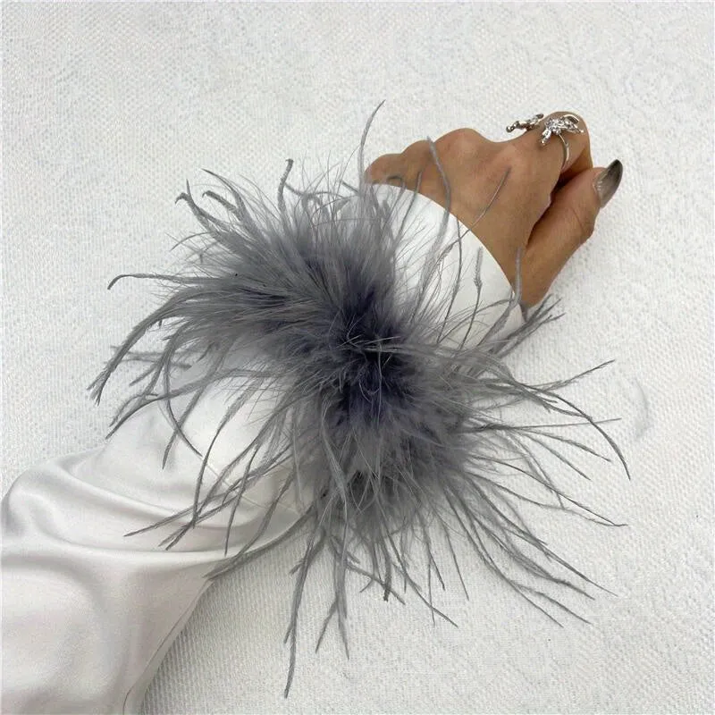 Colorful Faux Feather Wrist Cuffs for Halloween Cosplay Parties