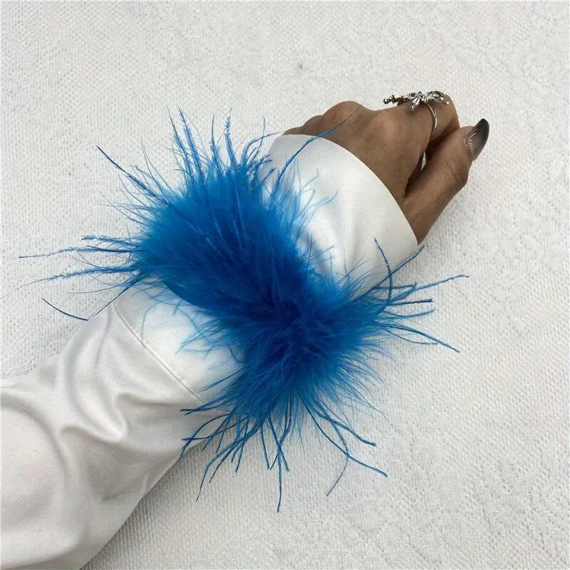 Colorful Faux Feather Wrist Cuffs for Halloween Cosplay Parties