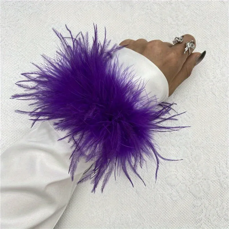 Colorful Faux Feather Wrist Cuffs for Halloween Cosplay Parties