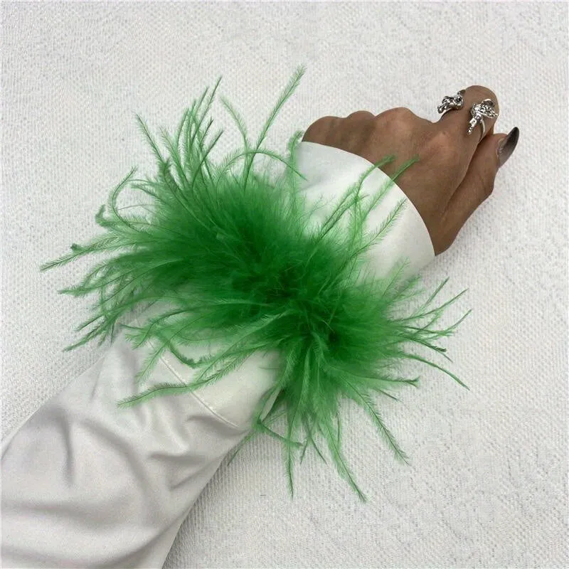 Colorful Faux Feather Wrist Cuffs for Halloween Cosplay Parties