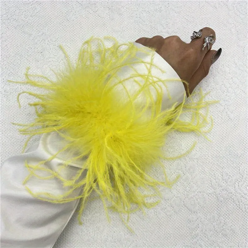 Colorful Faux Feather Wrist Cuffs for Halloween Cosplay Parties