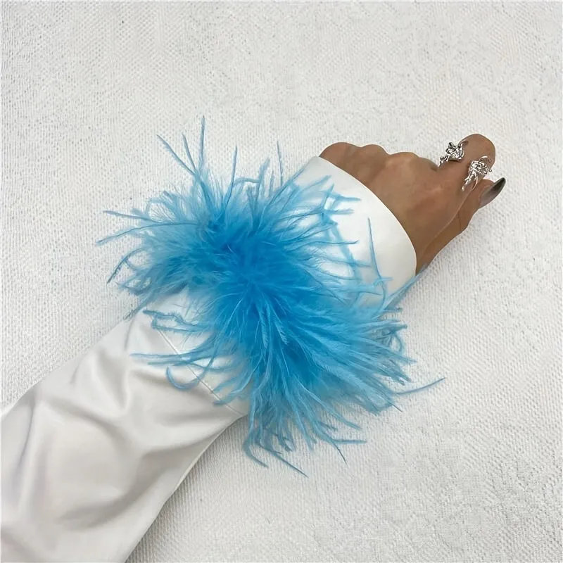 Colorful Faux Feather Wrist Cuffs for Halloween Cosplay Parties