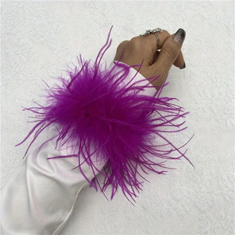 Colorful Faux Feather Wrist Cuffs for Halloween Cosplay Parties