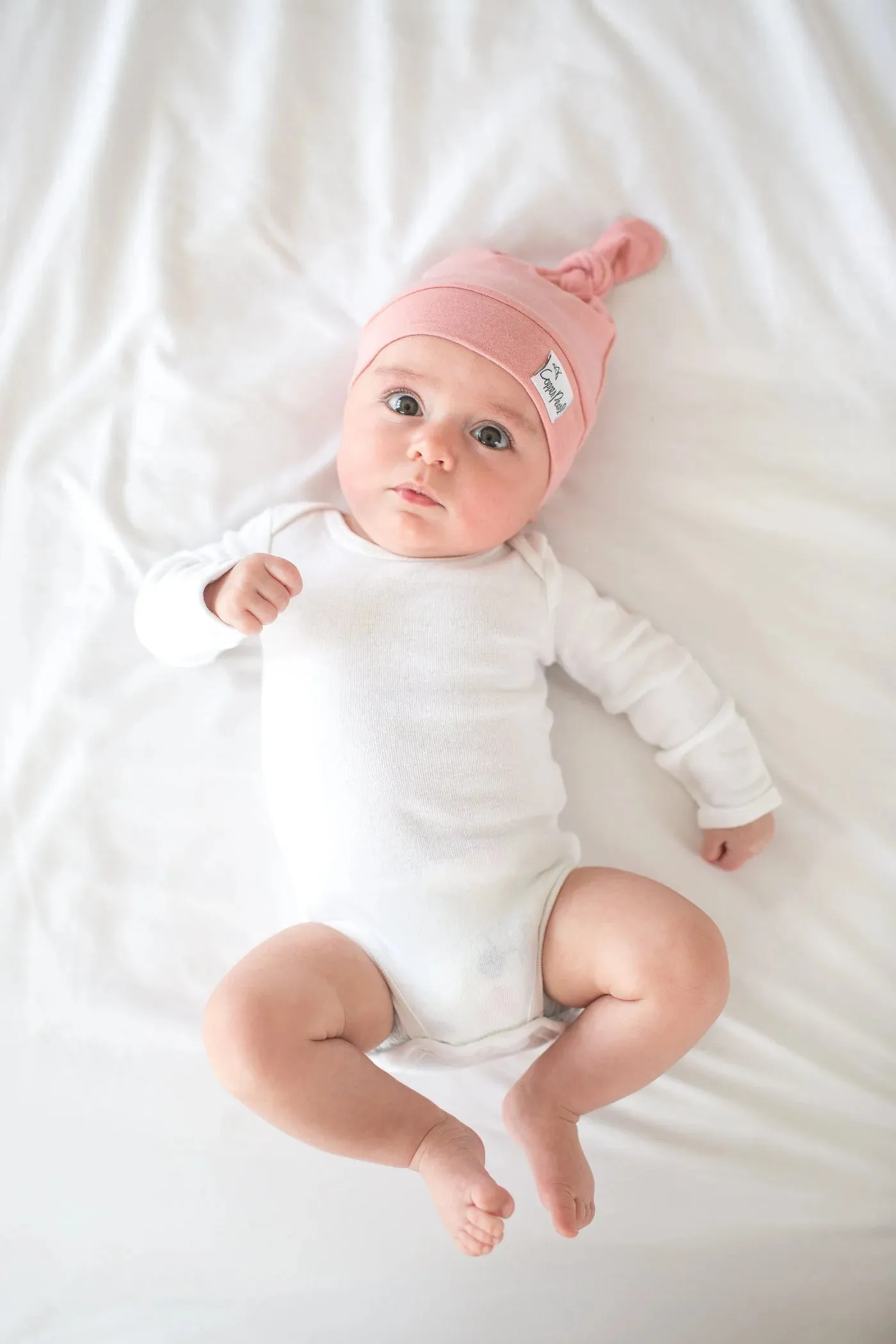 Copper Pearl Top Knot Hat 0-4 Months - Darling Pink