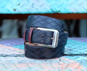 Corrente Quilted Calfskin Belt Navy