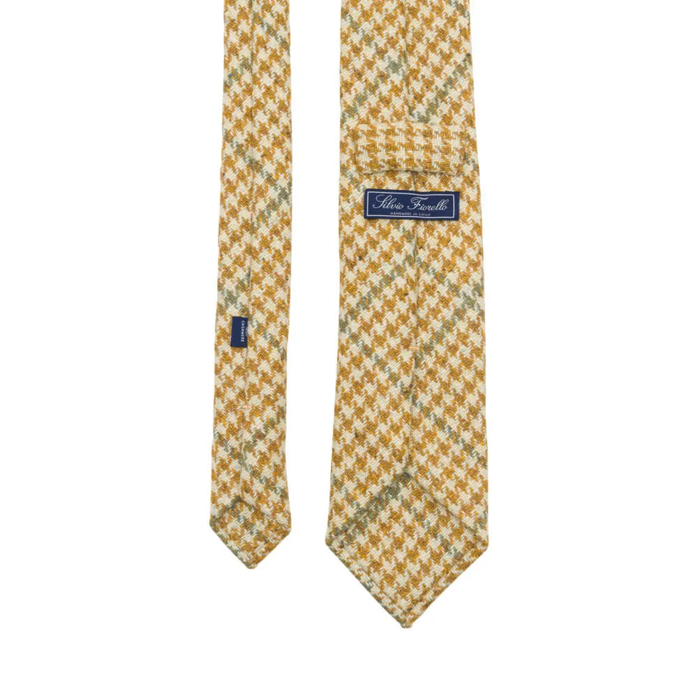 Cream and Brown Houndstooth Cashmere Tie