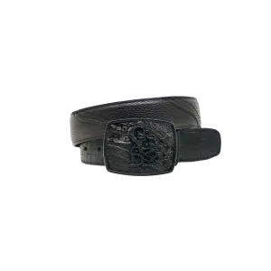 Cuadra Men's Black Caiman Stitching Belt