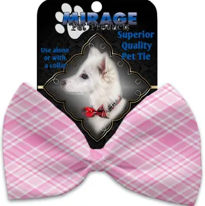 Cupid Pink Plaid Pet Bow Tie Collar Accessory With Velcro