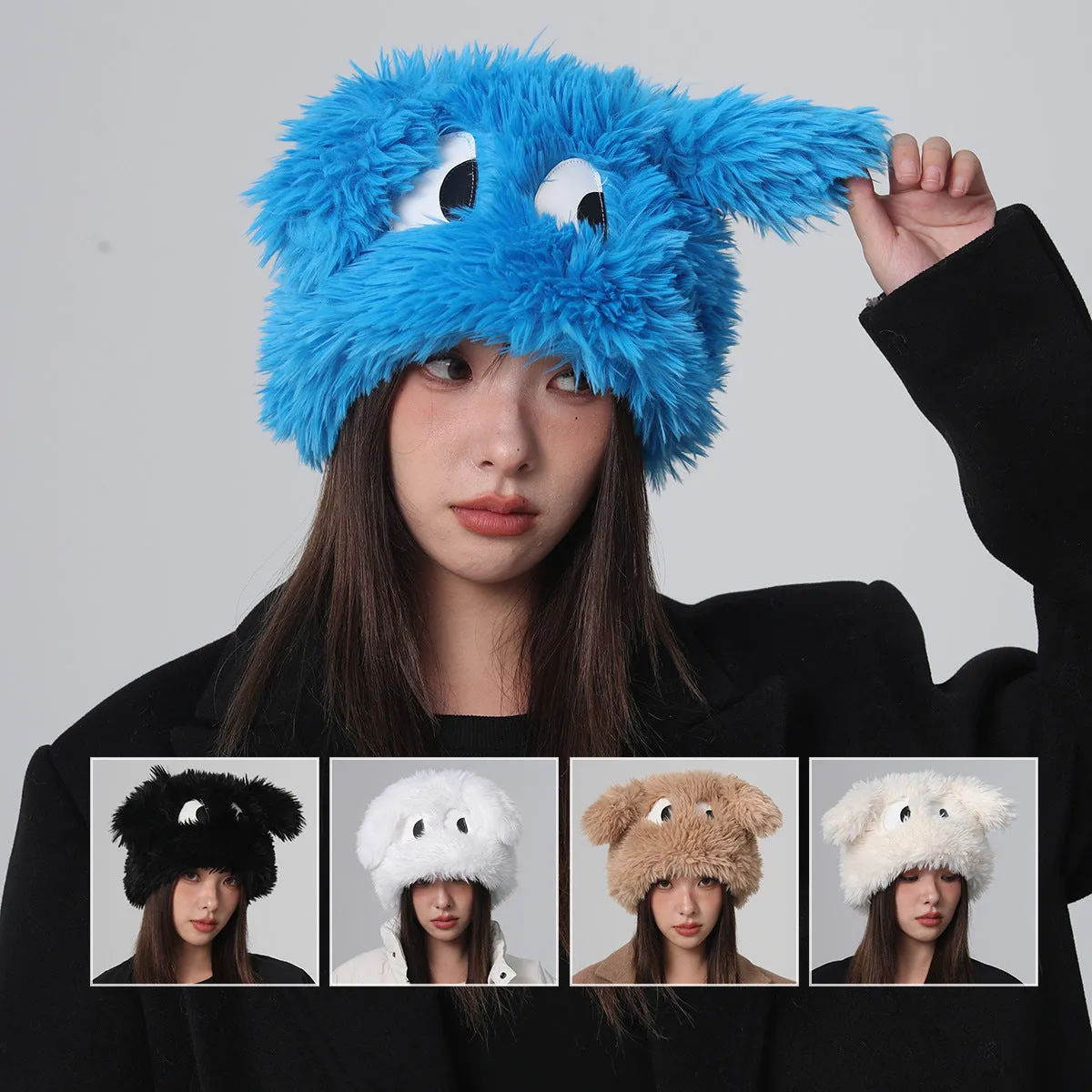 Ear Hat Cute Cartoon Eyes Warm Plush Hat