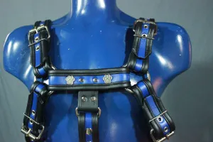 Full Body Bulldog Harness with Buckles and Puppy Paw Highlights