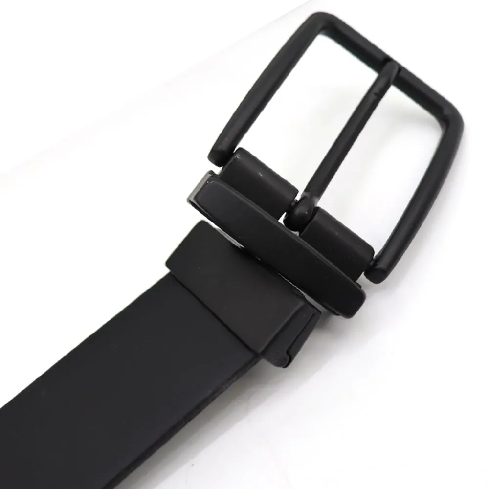 Gai Mattiolo Smooth Reversible Leather Belt, Pure Black Pin Buckle, Genuine Leather, Double Side