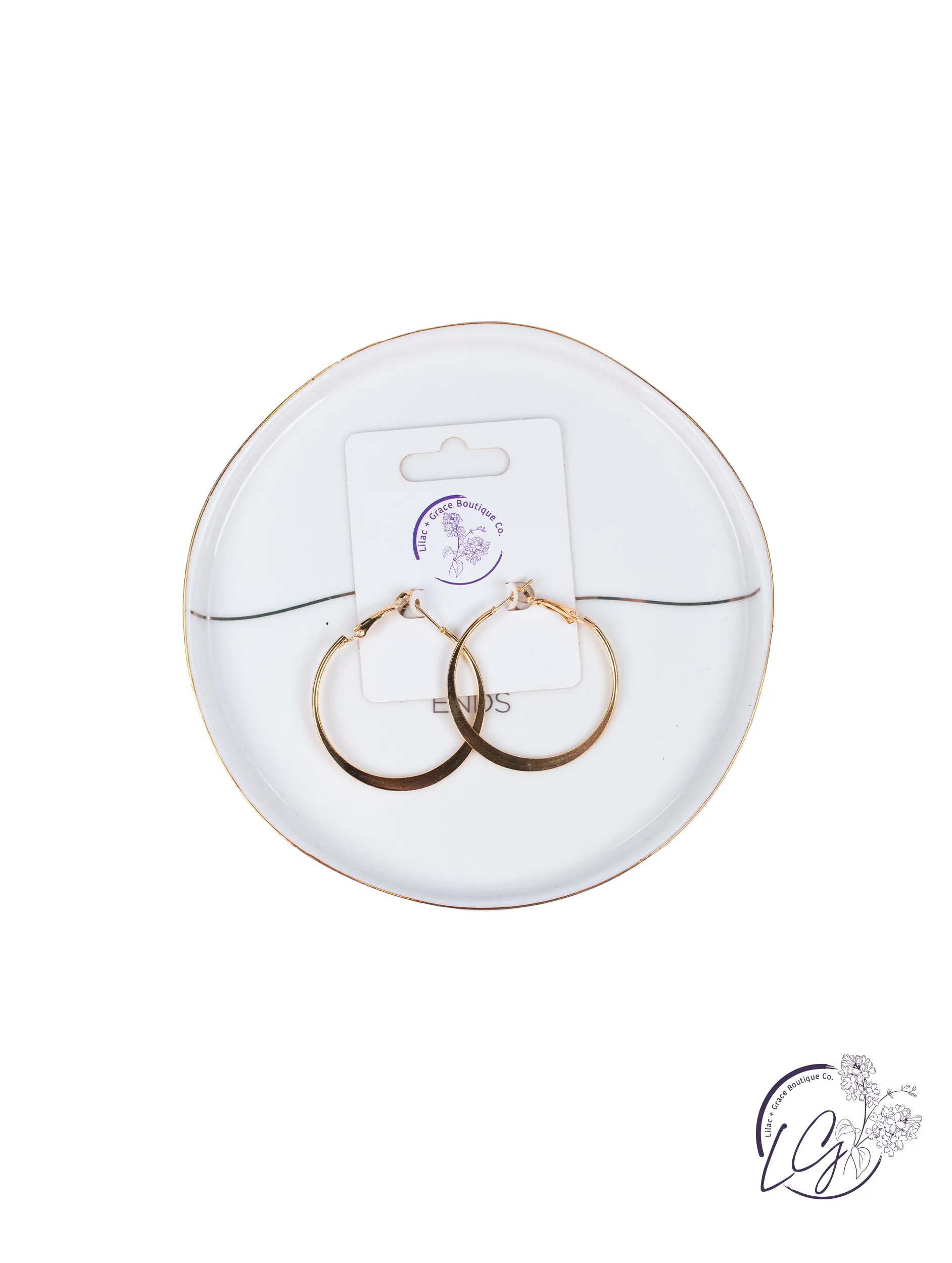 Gold Circle Flattened Earrings