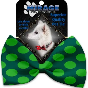 Green On Green Dots Pet Bow Tie